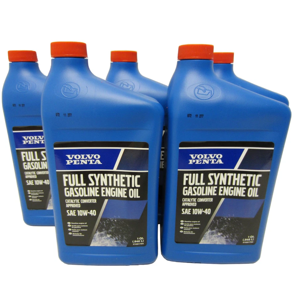 Volvo Penta OEM Synthetic Engine Oil 10w-40 Quart 32oz Qt 21681794 Pack of 5 - Image 1 of 4