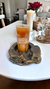 Natural Wooden Candle Holder, Indoor/Dinner Table/Bathroom/Outdoor/Garden - Picture 1 of 6