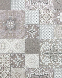 Papel pintado EDEM 87001BR13 cocina baño patrón azulejos beige topo blanco plata 5,33 m2 - Imagen 1 de 7