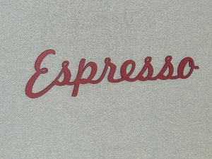 Espresso hängend Holz Wandbild Deko Wort dunkelrot Schild - Bild 1 von 4