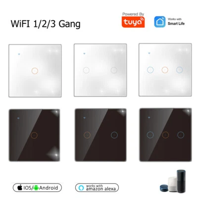 1/2/3 Gang TUYA WiFi Funk Glas Touch Lichtschalter Wandschalter 1/2 Way f Alexa - Bild 1 von 4