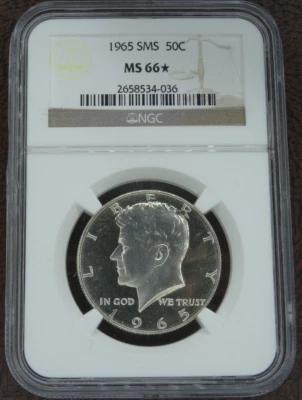 1965 Kennedy Half Dollar SMS NGC MS 66 Star US Mint 50C Coin - Image 1 of 4