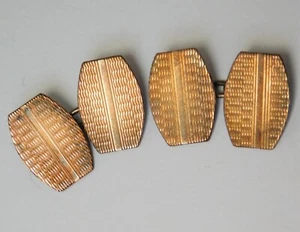 Vintage chain cufflinks 9 carat gold on silver ab - Picture 1 of 4
