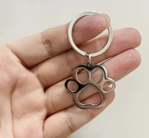 Paw Print Keyring Bag Dog Collar Charm Show Prize Gift Stainless Steel UK STOCK - Picture 1 of 4
