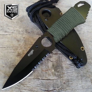 7" SURVIVAL Tactical HUNTING Black Fixed Blade NECK Knife FULL TANG w/ Sheath - Picture 1 of 5