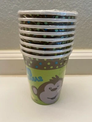 Monkeyin' Around Pattern Birthday Party Supplies Paper Cups 9oz - 8 ct. - Image 1 of 3