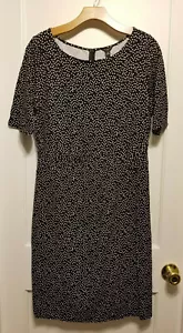 Abito body Ann Taylor a pois finto avvolgente, nero, rayon, taglia 10, nuovo con etichette - Foto 1 di 11