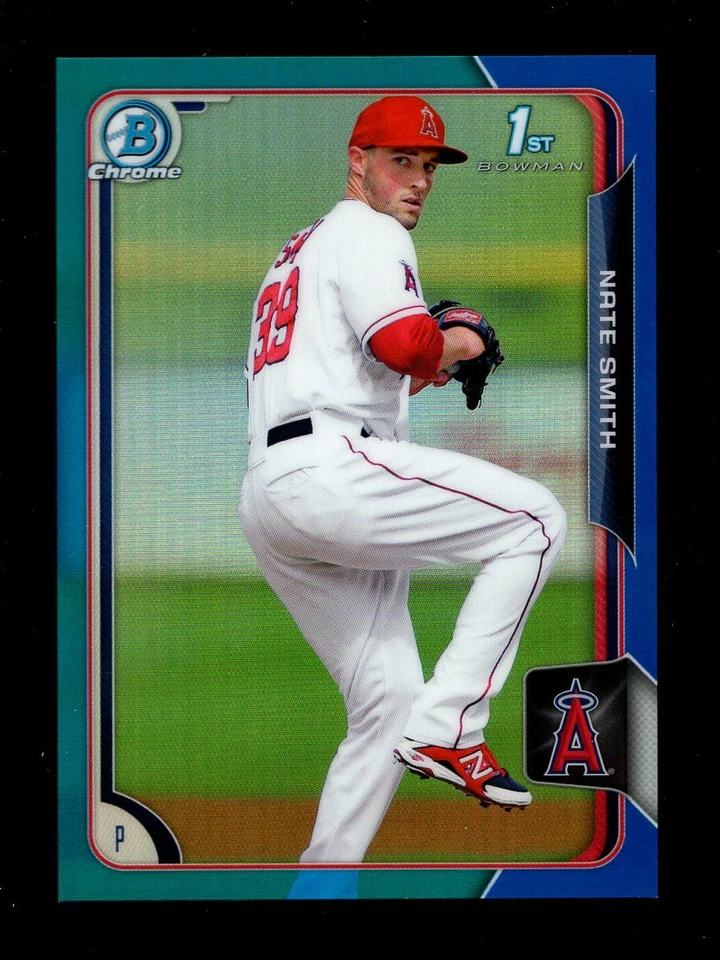 2015 BOWMAN CHROME BLUE REFRACTOR BCP90 NATE SMITH RC 90/150 ANAHEIM ANGELS - Image 1 of 1