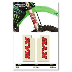 KYB Fork STICKERS Mx Dirt Bike GRAPHICS FITS ALL Bikes! CLEAR RED KYB LOGO - Foto 1 di 4