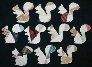 10 PRIMITIVI SCOIATTOLI ANTICHI TRAPUNTA!!! CARINO!!! Scrapbooking! Applique! - Foto 1 di 1