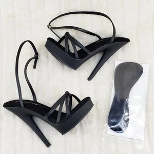 Sultry 638 Black Matte 6" High Heels Strappy Platform Sandal Shoes NY - Picture 1 of 11