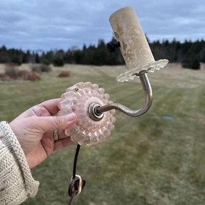Hobnail Pink Glass Wall Sconce Princess Bedroom Boudoir Vintage Plug In Fairy - Picture 1 of 11