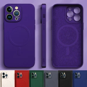 Magsafe Case For iPhone 16 15 14 13 12 11 Pro Max 8 Magnetic Silicone Soft Cover - Zdjęcie 1 z 21