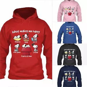 WAS MACHT MICH GLÜCKLICH LUSTIGER SNOOPY HUND, JUNGE MÄDCHEN KINDER FRAUEN ERWACHSENE TEEN KAPUZENPULLOVER - Bild 1 von 12