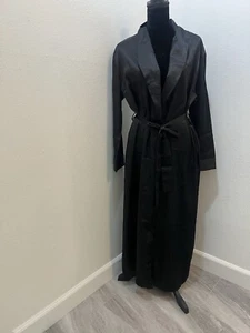 Gilligan & O'Malley Long Black Satin Robe Size S/M - Picture 1 of 6