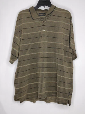 Donald J. Trump Signature Collection Men's Polo Short Sleeve Striped Brown L - Image 1 of 4