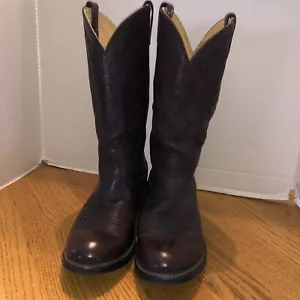 Vintage ACME Cowboy Boots Mens 9.5D Brown Leather Western Pull On AC207 - Picture 1 of 11