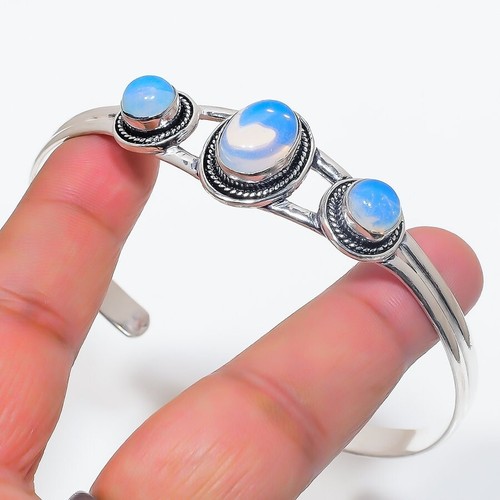 VALENTINO Bracciale in argento sterling 925 fatto a mano con pietre preziose opalite bianca regolabile