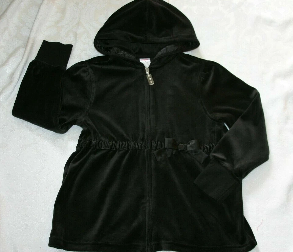 Chaqueta con Capucha Gymboree GLAMOUR KITTY HOLIDAY CLASSICS Terciopelo Nueva con Etiquetas Negra 6 8 10 Foto 1 de 3