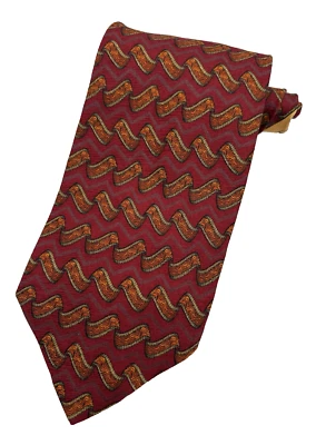 Мужской галстук Mario Valentino 100% шелк кравет бордовый оранжевый геометрический б/у в отличном состоянии - Изображение 1 из 4