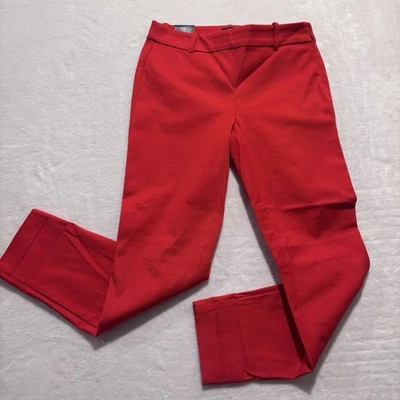 J. Pantalones de vestir ajustados al tobillo Crew para mujer talla 2 Winnie rojos con cremallera lateral tiro medio nuevos con etiquetas Foto 1 de 4
