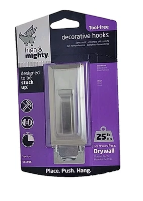 High & Mighty™ Metal Satin Nickel Decorative HOOK by Hillman® (3.5" L) - New - Image 1 of 4