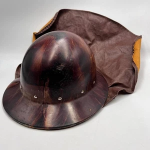 Casco de bombero soviético vintage URSS años 50-70 fibra de vidrio con protector de cuero - Imagen 1 de 11