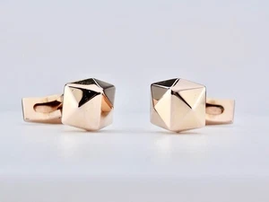 S.T.Dupont Manschettenknöpfe Diamantschliff Design Eckig Chrom Metall Gold mit Box - Bild 1 von 10