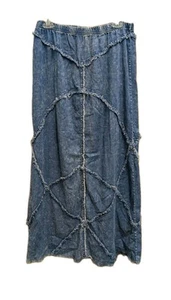 Maxi Falda Bohemia Hippie Cottagecore Ashley Stewart Denim Deshilachado 2 Tonos Talla 10 - Imagen 1 de 6