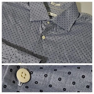 Peter Millar Men's Geometric Dress Shirt Size L Tall LT Button Blue Large - Picture 1 of 7