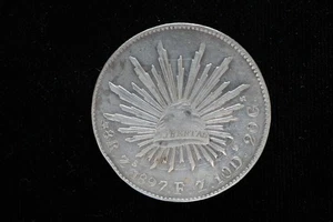 Moneta 8 Reali Argento Messico 1897-Z in OTTIME Condizioni - Rara Ritrovamento! - Foto 1 di 2