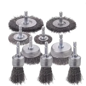 9 Metallbürsten für Bohrmaschine Eisenbürste mit Rostbecher Metall - Bild 1 von 11