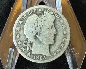 1894 New Orleans Barber Half Dollar 90% Silver 50C Very Good Partial Motto - Picture 1 of 4