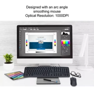 Wired Keyboard Mouse Combo Ergonomic Design 113 Keys Wired Keyboard 1000Dpi HEN - Picture 1 of 22