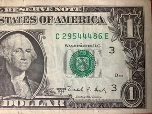 1988A C-District $1 Philadelphia PA  CE Block C 29544486 E  Old One Dollar Bill - Picture 1 of 6