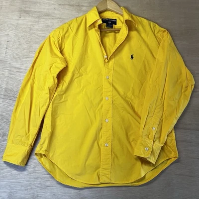 Винтажная женская спортивная рубашка-поло Ralph Lauren 10 горчичный желтый пони с длинным рукавом - Изображение 1 из 4