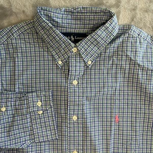 Ralph Lauren Classic Fit Shirt Mens XL Long Sleeve Plaid Blue Green Pink Pony - Picture 1 of 10