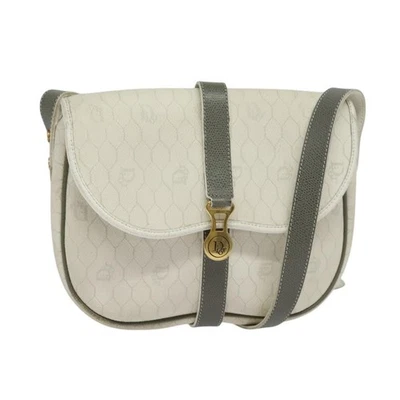 Bolsa de ombro Christian Dior favo de mel lona PVC ouro branco autêntica 126124 - Imagem 1 de 4