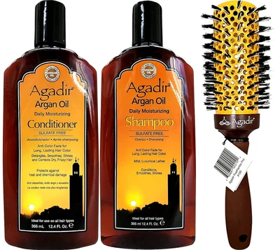 Paquete de 7 champúes hidratantes diarios Agadir y 3 acondicionadores y 1 cepillo profesional Foto 1 de 4