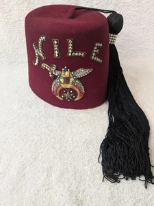 Fez Nile Shriner Masonic Hat Cap 7 1/8 Shriners Bling! - Picture 1 of 6