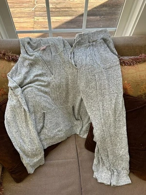 Juicy Couture Velour Gray Tracksuit Rhinestone Zip Hoodie XL Joggers Pants L - Image 1 of 4