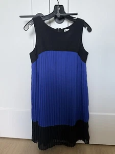Ali Ro royal blue sleeveless pleated color block dress Size 2 blue black - Picture 1 of 4