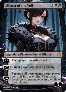 MTG - Liliana of the Veil - Fanart Borderless Style - EDH / Playtest - Picture 1 of 3