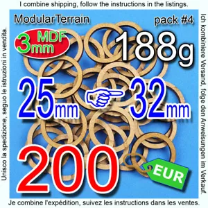 200x 3mm MDF Adapter 25mm To 32mm Round Base War Hammer 40K Age Of Sigmar AOS - Bild 1 von 7