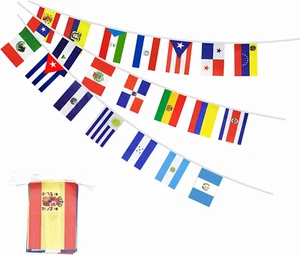 Spanischsprachige 21 Länder Fahnen Banner Schnur klein Lateinamerika Fahnen für  - Bild 1 von 12