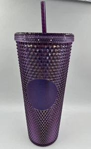 HALLOWEEN Starbucks Purple Shiny Studded Tumbler 24oz Cold Cup & Straw NEW Rare! - Picture 1 of 6