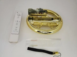 1 Scratched Gold Racing Wheel W/Strap & Protector For Nintendo Wii Remote  #3K - Picture 1 of 10