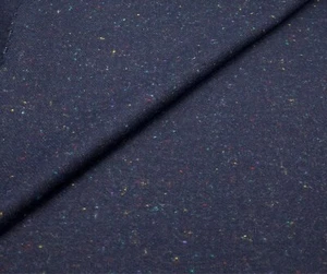 Navy Donegal Mixed Wool Fabric Tweed Fabric Upholstery Cushion Curtain 300g - Picture 1 of 4