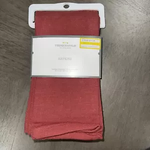Threshold Set of 4 Cloth Napkins Textured Red Rust 18”x 18” Cotton Linen - Picture 1 of 5