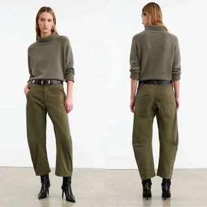 Nili Lotan Emerson Hose in Lodengrün Gr. 8 Barrel Bow Leg - Bild 1 von 12